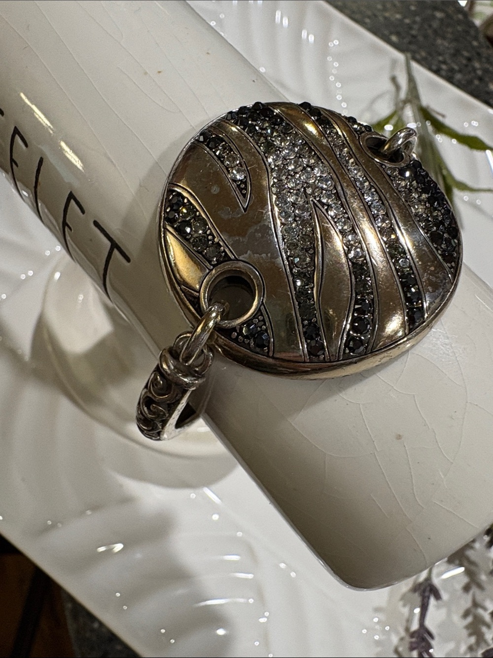 Brighton Silver-Tone Ziggy Scrollwork  Bracelet with crystals